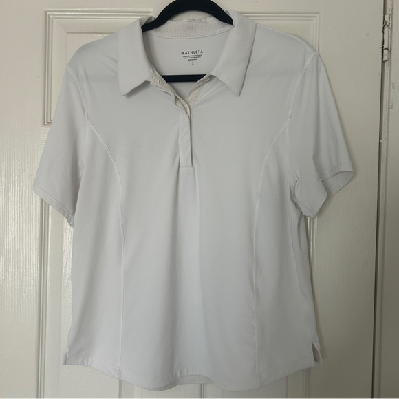 Athlete women’s white polo shirt size large - Picture 2 of 8
